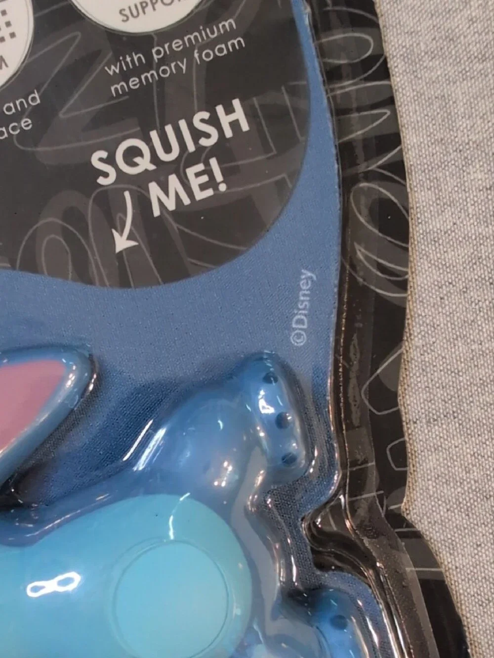 Disney Blue Stitch Wrist Support Mouse Pad with Pink Ear Accents